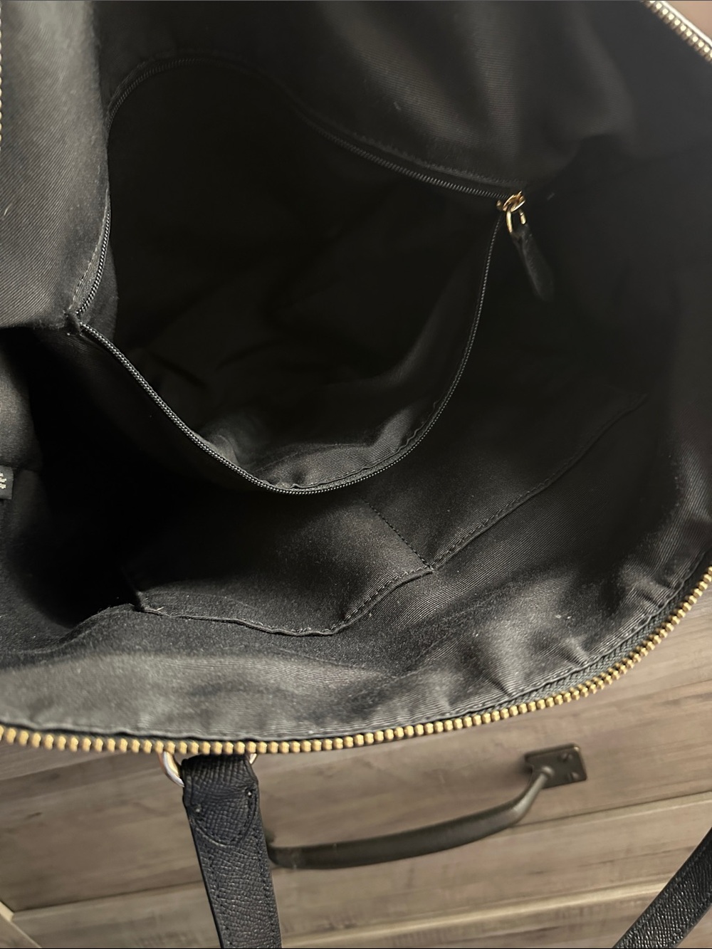 Coach Black Leather Tote with Gold Logo and Zip - Picture 3 of 6